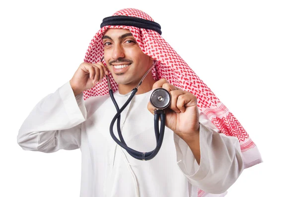 Άραβας γιατρός με στηθοσκόπιο σε λευκό — Φωτογραφία Αρχείου