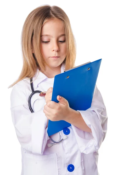 Gadis kecil dengan kostum dokter. — Stok Foto