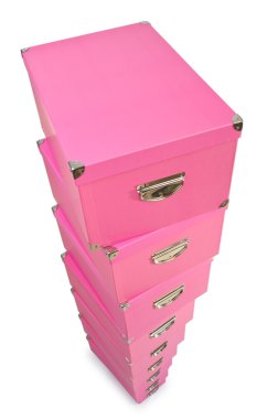 pembe giftboxes üzerinde beyaz izole