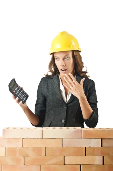 Expensive construction concept with woman — Stock Photo, Image