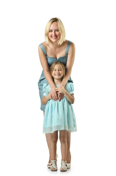 Mother with daughter isolated on white — Stock Photo, Image