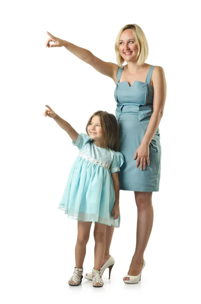 Madre con figlia isolata su bianco — Foto Stock