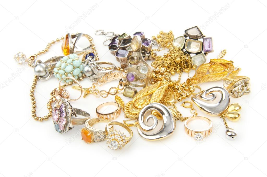 Lots of jewellery on white