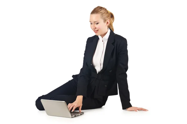 Donna donna d'affari che lavora sul computer portatile — Foto Stock