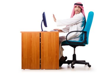 iş kavramı üzerinde beyaz Arap işadamı