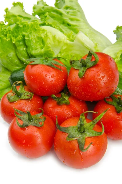 Cucumbers and tomatoes ready for salad — Zdjęcie stockowe