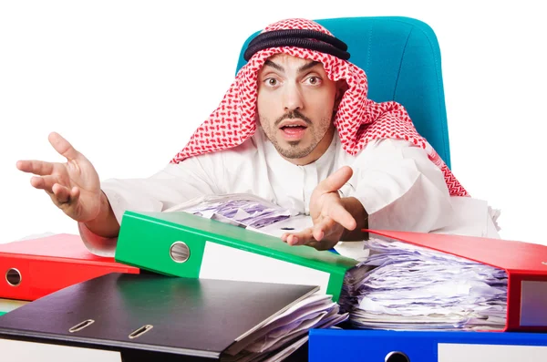 Hombre de negocios árabe en concepto de negocios en blanco —  Fotos de Stock
