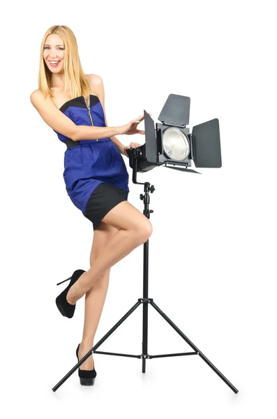 Attrative woman in photo studio — Stock Photo, Image