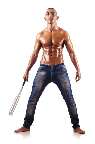 Homme musclé avec batte de baseball — Photo