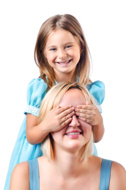 mutlu anne ve kızı beyaz