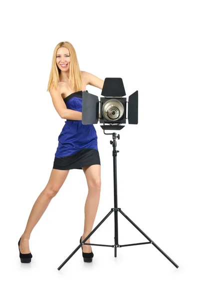 Donna attraente in studio fotografico — Foto Stock