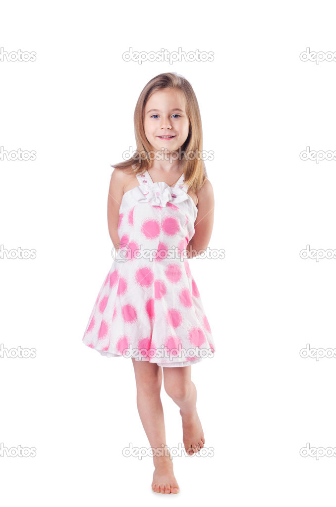 Cute little girl isolated on the white Stock Photo by ©Elnur_ 15158955