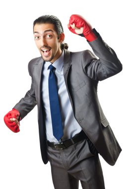 işadamı ile beyaz Boks eldiveni