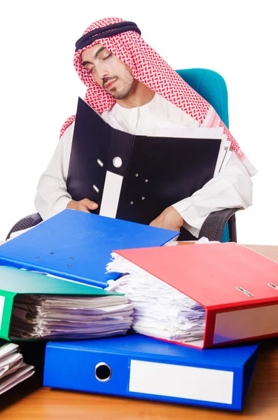 Hombre de negocios árabe en concepto de negocios en blanco —  Fotos de Stock