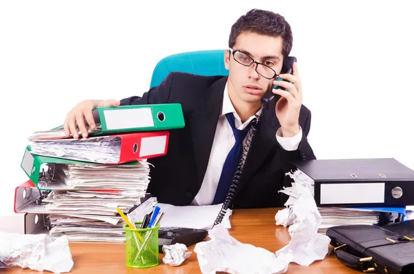 Busy stressed man in the office — Stock Photo, Image
