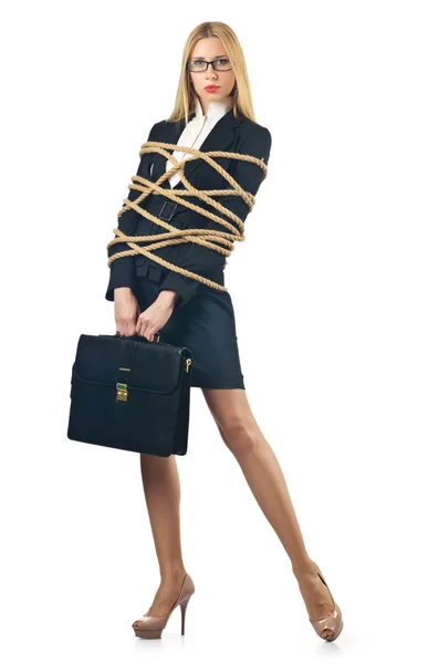 Mulher amarrada no conceito de negócio — Fotografia de Stock