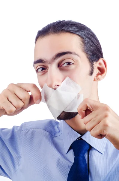 Man with closed lips in censorship concept — Stock Photo, Image