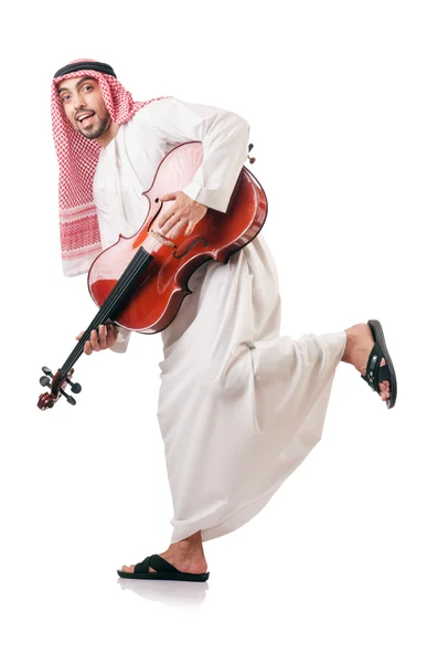 阿拉伯男人白色上孤立的小提琴在演奏 — Stock fotografie