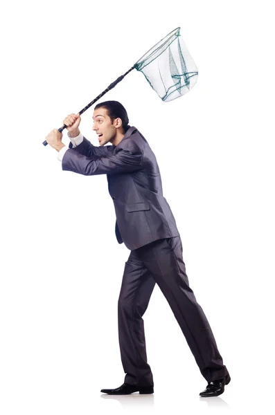 Businessman in business concept with net — Stock Photo, Image