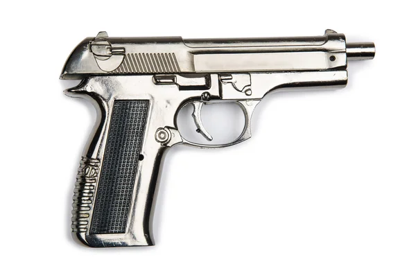 하얀 배경에 고립된 손 총 — 스톡 사진