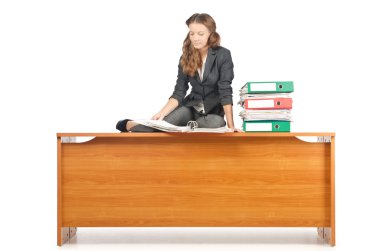 yoğun iş kadını üzerinde beyaz izole