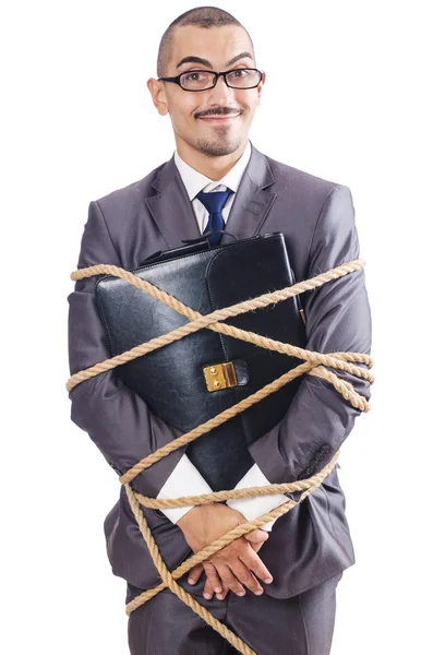 Üzletember kötelet kötve — Stock Fotó