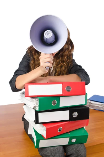 Busy woman worker in the office — Stock Photo, Image