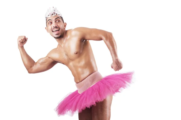 Muscular ballet performer in funny concept — Stock Photo, Image