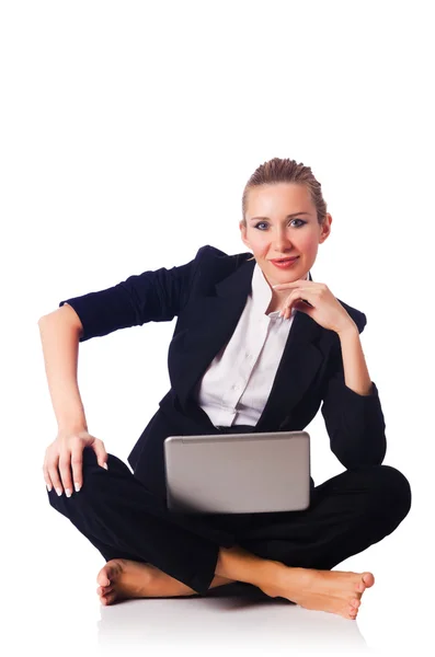 Woman businesswoman working on laptop — Stock Photo, Image