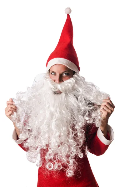 Frau santa isoliert auf dem weißen — Stockfoto