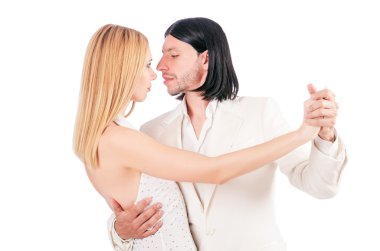 dans dans etmek beyaz izole çift