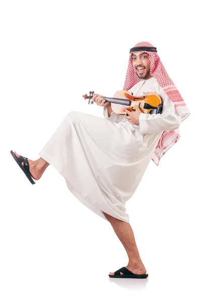 Arap adam beyaz izole keman çalıyor — Stok fotoğraf
