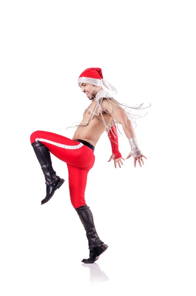 Dancing santa isolated on the white — Stock Photo, Image