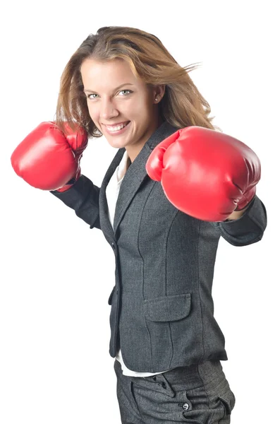 Молодая предпринимательница в боксе — стоковое фото