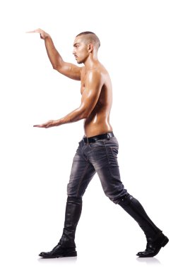 çıplak adam beyaz zemin üzerine izole