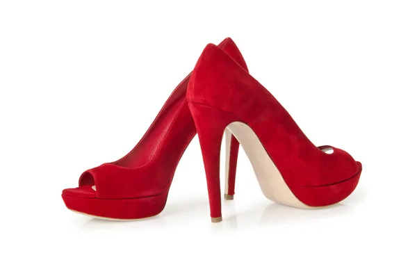 Red stylish woman shoes isolated on the white — Stock Photo, Image