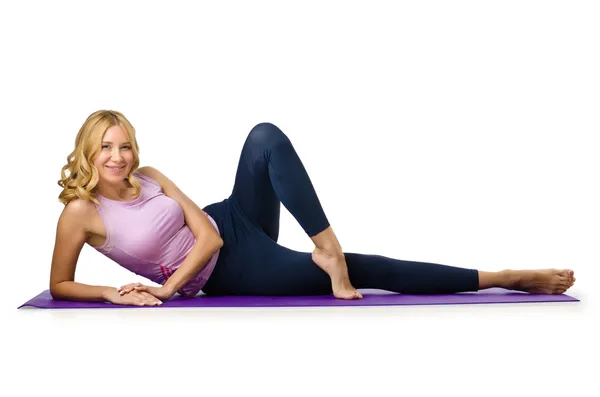 Concepto de deporte - Mujer haciendo deportes en blanco — Foto de Stock