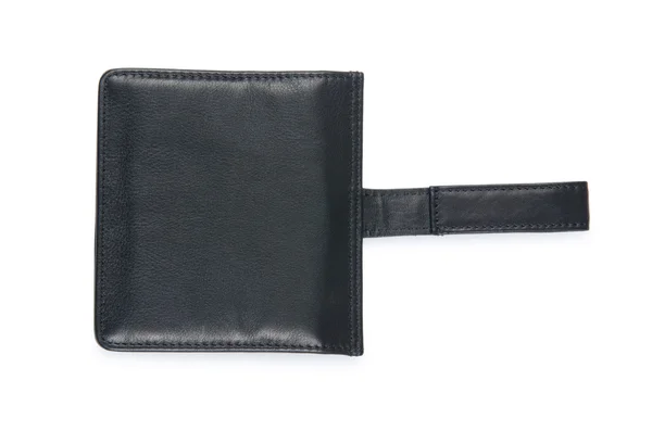白で隔離されるレザー折財布ウォレット — ストック写真