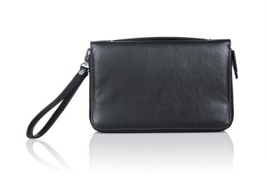 deri cüzdan üzerinde beyaz izole