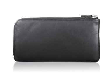 deri cüzdan üzerinde beyaz izole