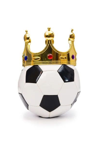 Fútbol con corona en blanco — Foto de Stock