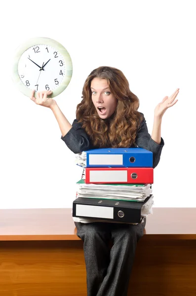 Busy woman worker in the office — Stock Photo, Image