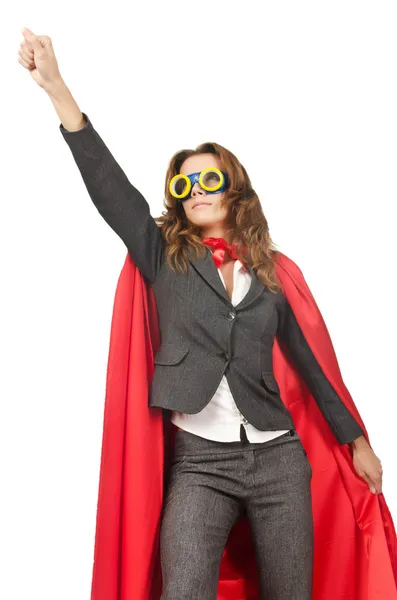 Superwoman isoliert auf der weißen Seite — Stockfoto