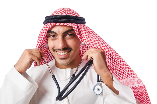 アラブ医師とともに聴診器で白 — ストック写真