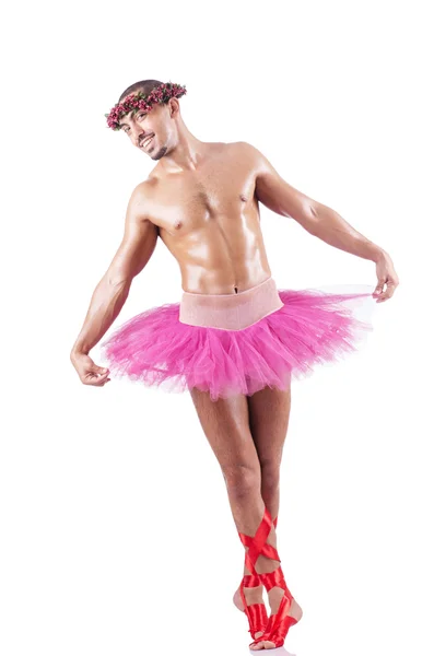 Muscular ballet performer in funny concept — Stock Photo, Image