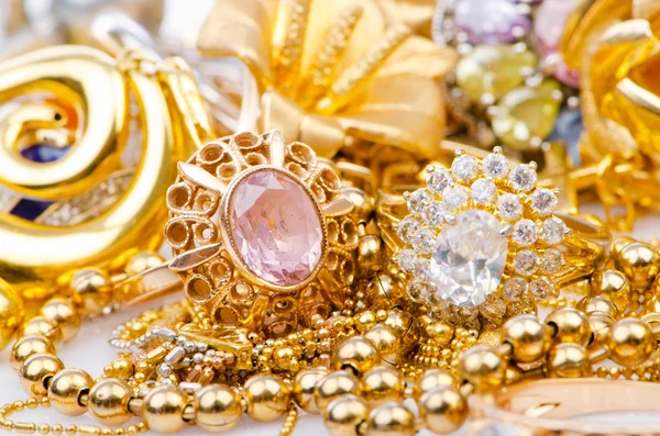 Large collection of gold jewellery Stock Image