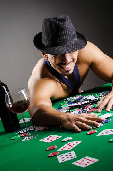 Naked broke businessman in casino — Stock Photo, Image