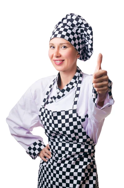 Cozinheiro feliz isolado no branco — Fotografia de Stock