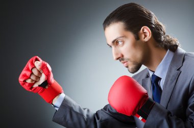 işadamı ile beyaz Boks eldiveni