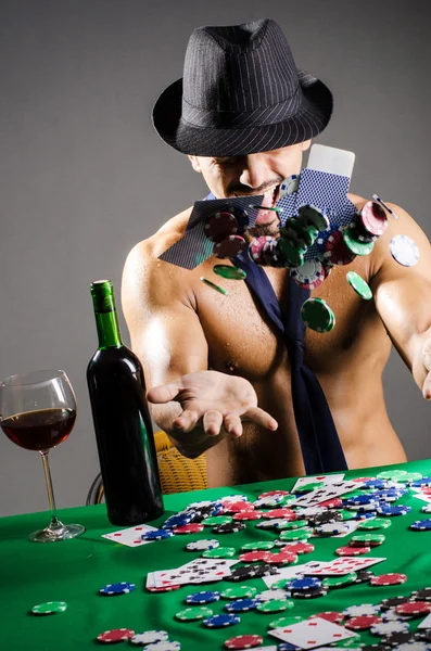Naked broke businessman in casino — Stock Photo, Image